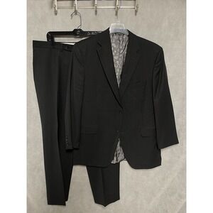 Jack Victor Suit Men 43R Black Gray Micro Striped Italy Super 120 Wool 36x31.5 P